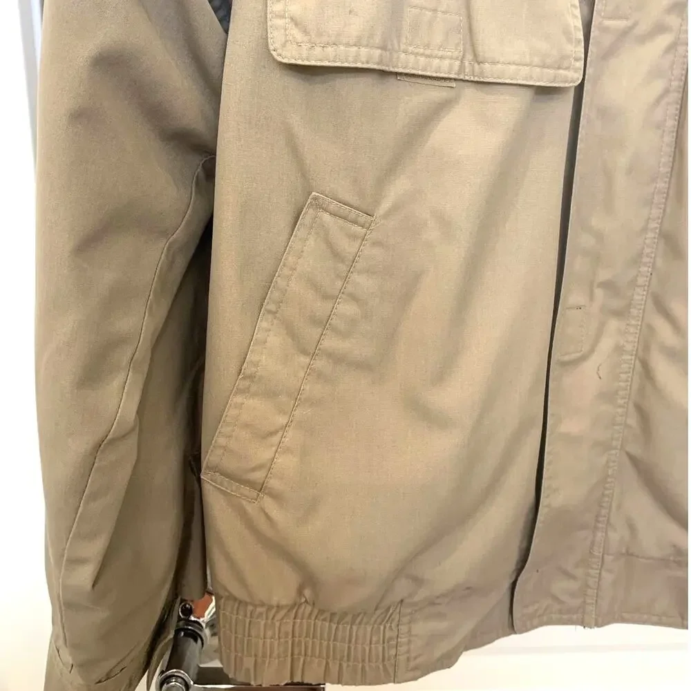 London Fog Bomber Jacket 40L Mens Gray Rain Removable Plaid Flannel Lining Zip